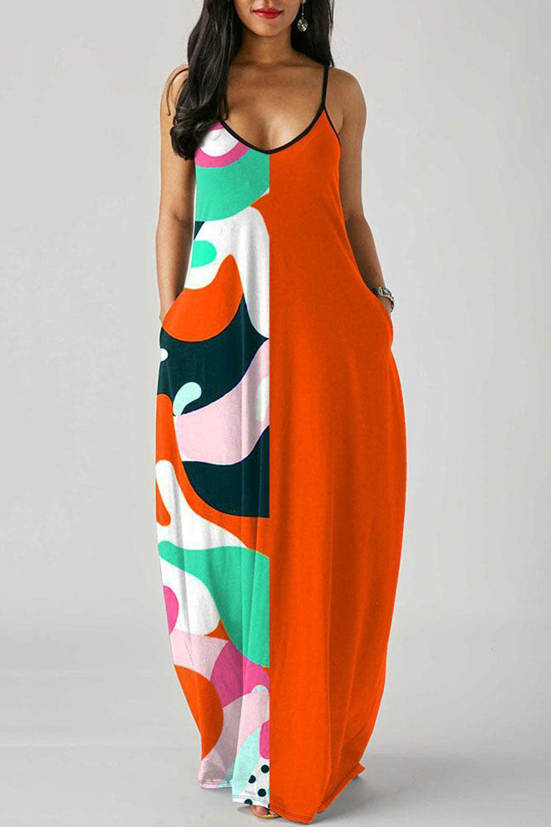Plus Size Casual Cami Sleeveless Printed Maxi Dress - Fashionaviv-Maxi Dresses-[product_label]