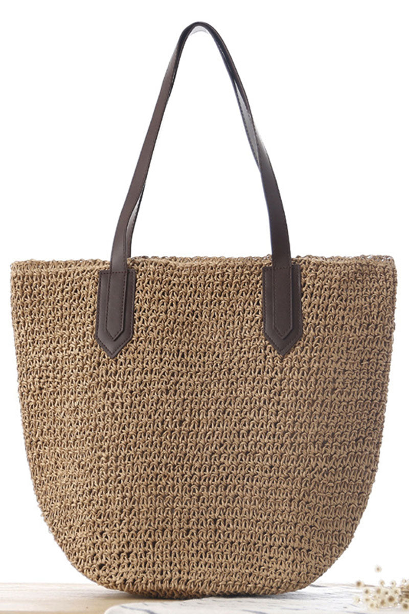 Plain Casual Beach Straw Shoulder Bag - Fashionaviv-Accessories-[product_label]